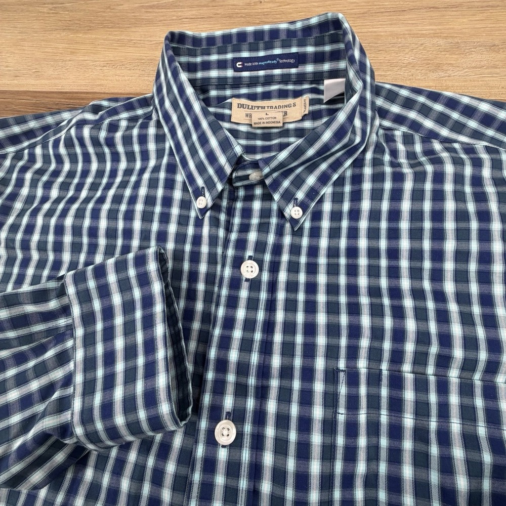 Duluth Trading Co Men's Magna Ready Tech Adaptive Wrinkle Fighter Large Plaid